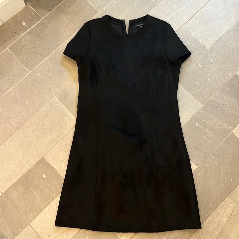 NWOT Woman’s Banana Republic Faux Suede Black Short Sleeve Dress - size 10